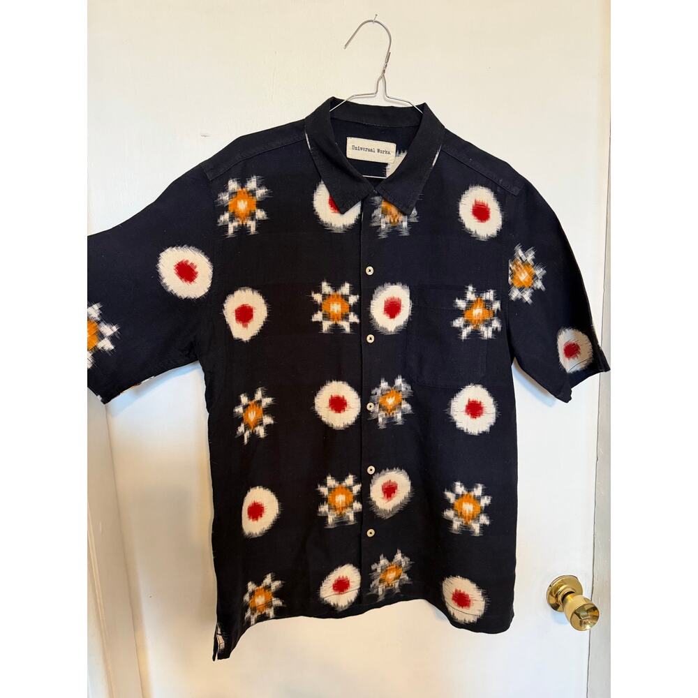Universal Works Road Shirt - Indigo Ikat Star Print - Medium